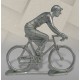 Cycliste miniature métal brut rétro position rouleur, zamak brut, 1/32